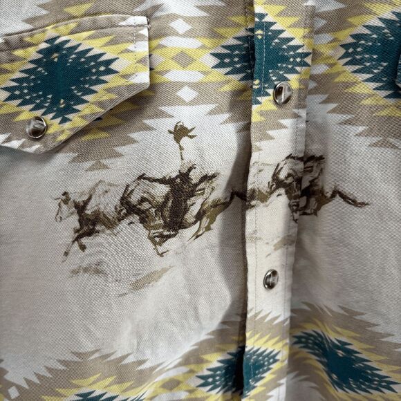 Roper Pearl Snap Aztec Southwestern Cowboy Cattle Stampede AOP Mens XL Shirt EUC - Picture 6 of 7